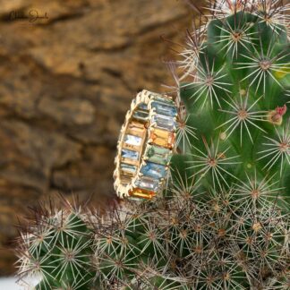 14K Gold Multi Sapphire Wedding Band Eternity Ring