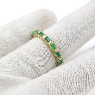 Baguette Emerald Eternity Band In 14k Yellow Gold IGI Certified Gemstone Bridal Ring
