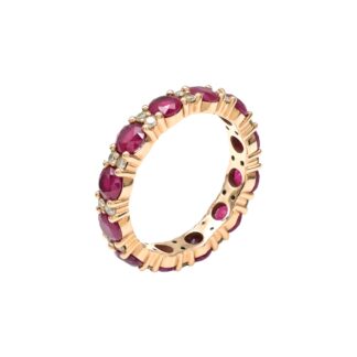 Stackable Diamond Ring In 14k Yellow Gold Ruby 4mm Round Full Eternity Women Band Rings