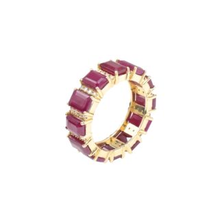 Dainty Ruby and Diamond Eternity Band Stackable 14k Gold Ring