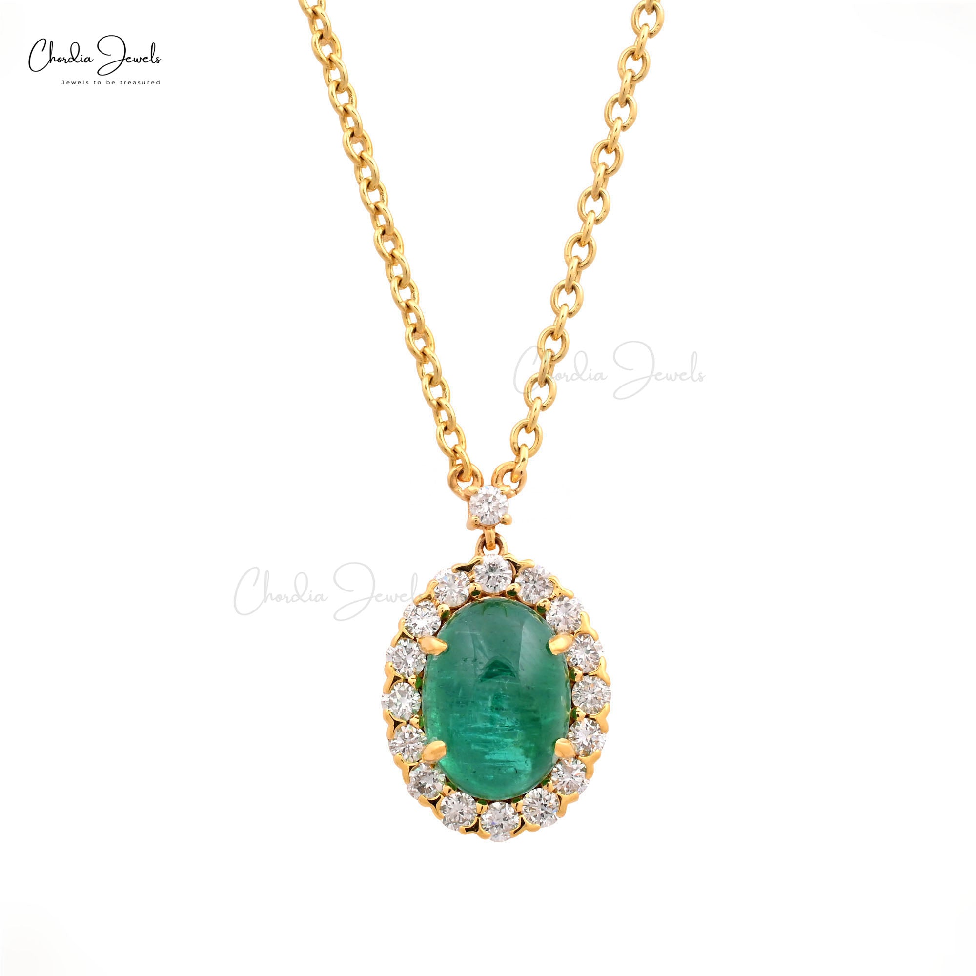 Statement Halo Necklace With 4.68 Ct Emerald Diamond Certified Necklace In 14k Yellow Gold