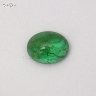 Oval Cabochon 9.69×7.57MM Zambian Emerald Gemstone for Making Jewelry, 1 Piece