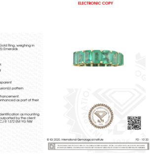 Stack Full Eternity Band With 6x4mm Emerald IGI Certified 14k Yellow Gold Women Ring