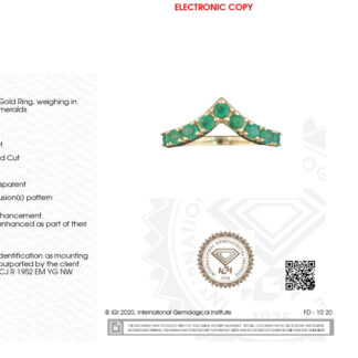 Chevron Gemstone Ring with 3mm Emerald May Birthstone Certified Rings In 14k Yellow Gold