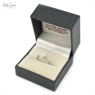 High Quality Moonstone Raw And Zircon Promise Ring In 925 Sterling Silver Jewelry