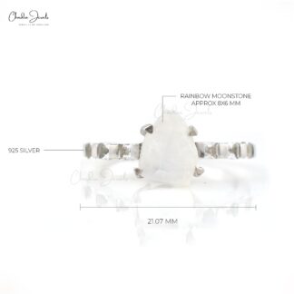High Quality Moonstone Raw And Zircon Promise Ring In 925 Sterling Silver Jewelry