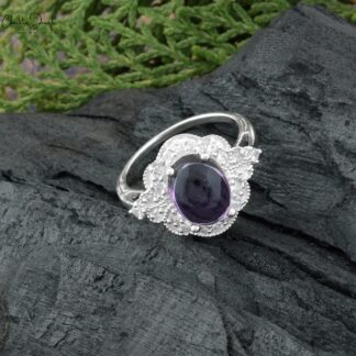 AAA Amethyst Art Deco Ring In 925 Sterling Silver Zircon Engagement Rings