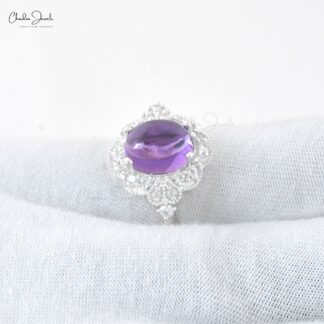 AAA Amethyst Art Deco Ring In 925 Sterling Silver Zircon Engagement Rings