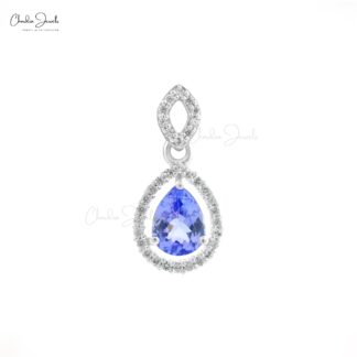 Pear Cut Dangling Pendant In 925 Sterling Silver Tanzanite Zircon Unique Necklace