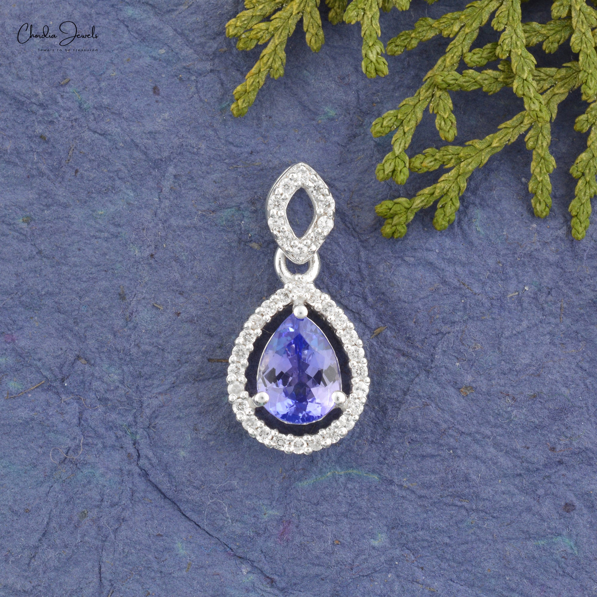Pear Cut Dangling Pendant In 925 Sterling Silver Tanzanite Zircon Unique Necklace