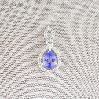 Pear Cut Dangling Pendant In 925 Sterling Silver Tanzanite Zircon Unique Necklace