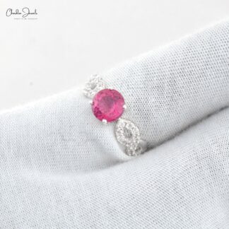 Round Cut Pink Tourmaline Infinity Ring In 925 Sterling Silver Pave Zircon Wedding Ring