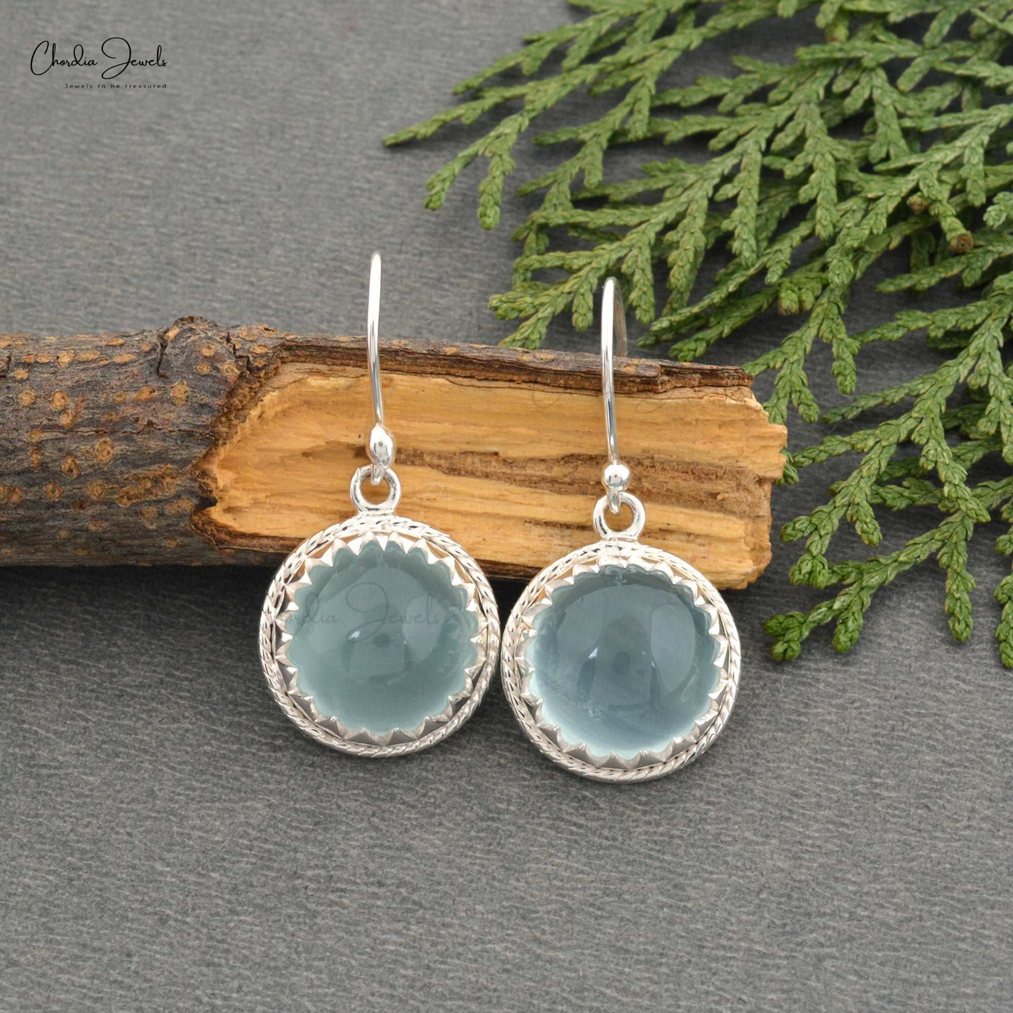 Round Aquamarine Dangle Earring In 925 Sterling Silver Bezel Set Dangle Solitaire Earrings