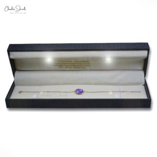 Single Gemstone Bracelet In 14k Rose Gold Amethyst February Birthstone Bracelets For Her