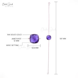 Single Gemstone Bracelet In 14k Rose Gold Amethyst February Birthstone Bracelets For Her