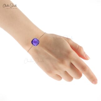 Single Gemstone Bracelet In 14k Rose Gold Amethyst February Birthstone Bracelets For Her