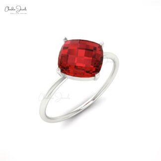 Classic 8MM Natural Garnet Solitaire Ring