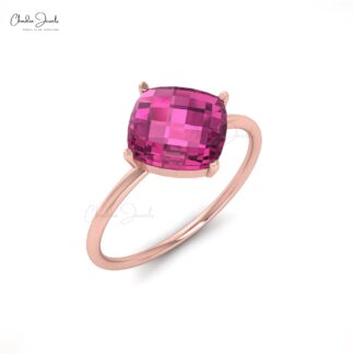 Single Stone Promise Ring in 2.4 Ct Rhodolite Garnet 14k Real Gold Solitaire Ring