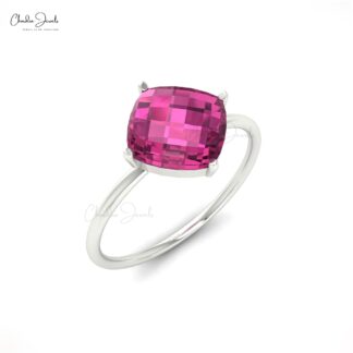 Single Stone Promise Ring in 2.4 Ct Rhodolite Garnet 14k Real Gold Solitaire Ring