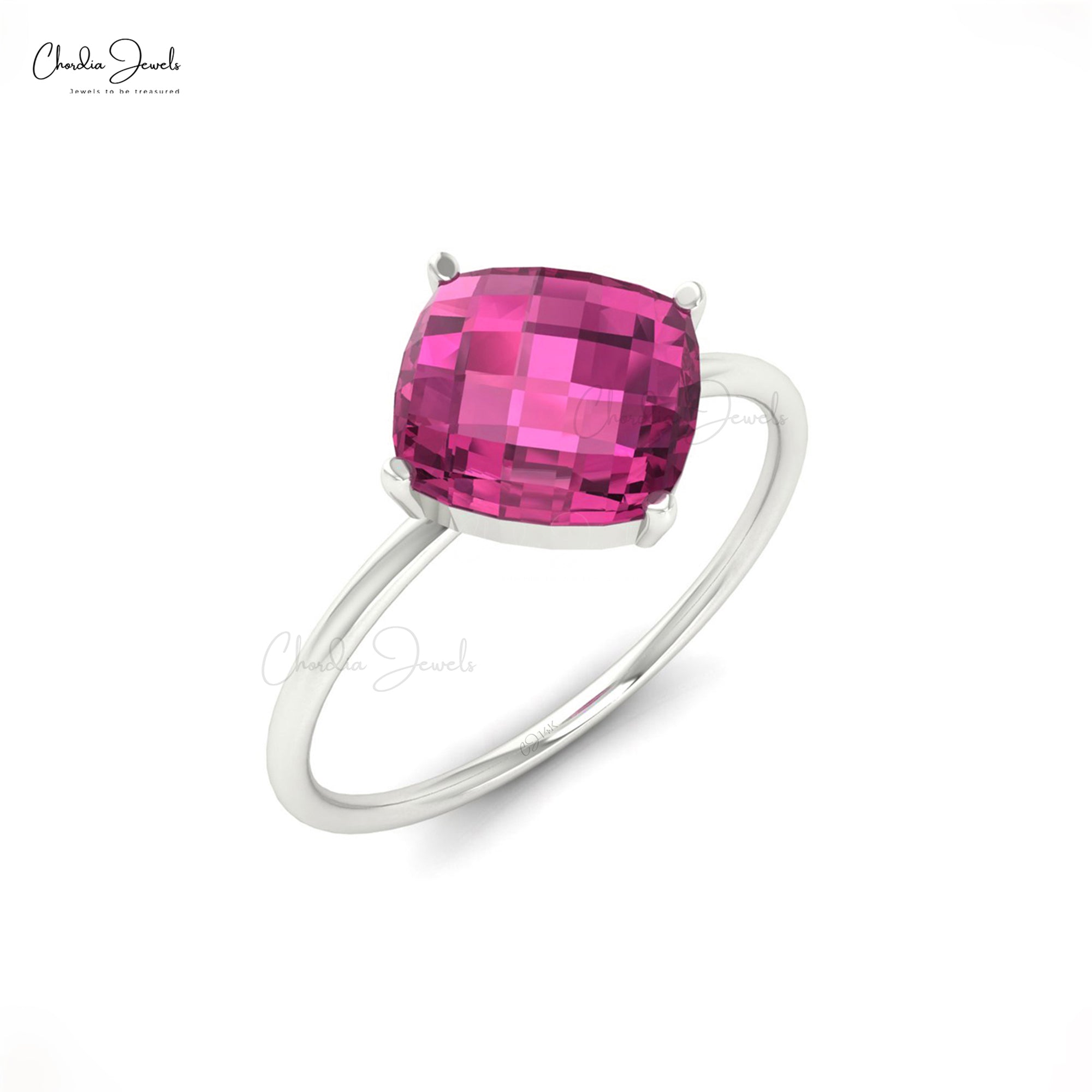 Single Stone Promise Ring in 2.4 Ct Rhodolite Garnet 14k Real Gold Solitaire Ring