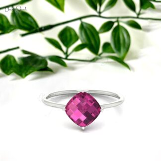Single Stone Promise Ring in 2.4 Ct Rhodolite Garnet 14k Real Gold Solitaire Ring