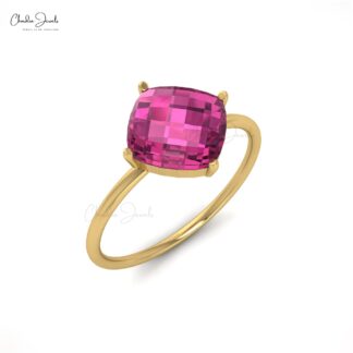 Single Stone Promise Ring in 2.4 Ct Rhodolite Garnet 14k Real Gold Solitaire Ring
