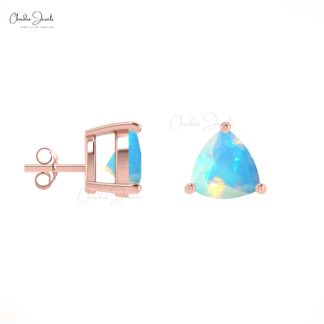 4mm Natural Trillion Cut Solitaire Opal Stud Earrings