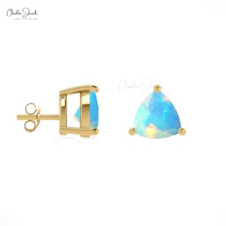 4mm Natural Trillion Cut Solitaire Opal Stud Earrings