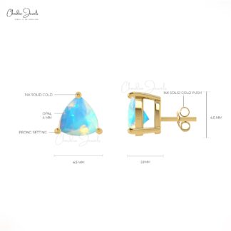 4mm Natural Trillion Cut Solitaire Opal Stud Earrings
