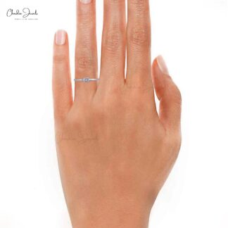 Square Cut Bezel Set Ring In 14k Real White Gold G-H Diamond Dainty Solitaire Rings