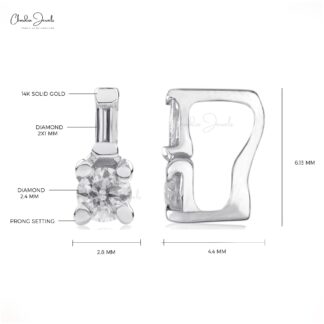 Diamond Basic Pendant In Pure 14k White Gold Dainty Diamond 0.06 Ct Dual Stone Pendants