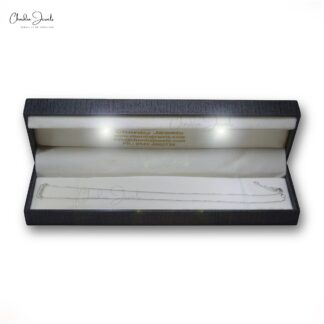 Pave Set 7 Stone Necklace In Real 14k White Gold 1.6mm G-H Diamond Bar Chain Necklaces