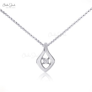 Solitaire Round Cut Pendant In Solid 14k White Gold Diamond 2.7mm Single Stone Jewelry