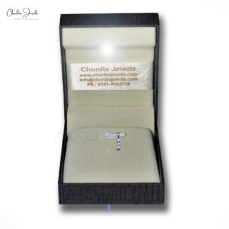 Solid 14k White Gold Dangle Pendant With 2.4mm Diamond 3 Stone Daughter Necklace