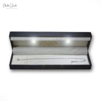 Solitaire Dainty Necklace With 2.2mm Square Cut Diamond 14k White Gold Chain Necklace