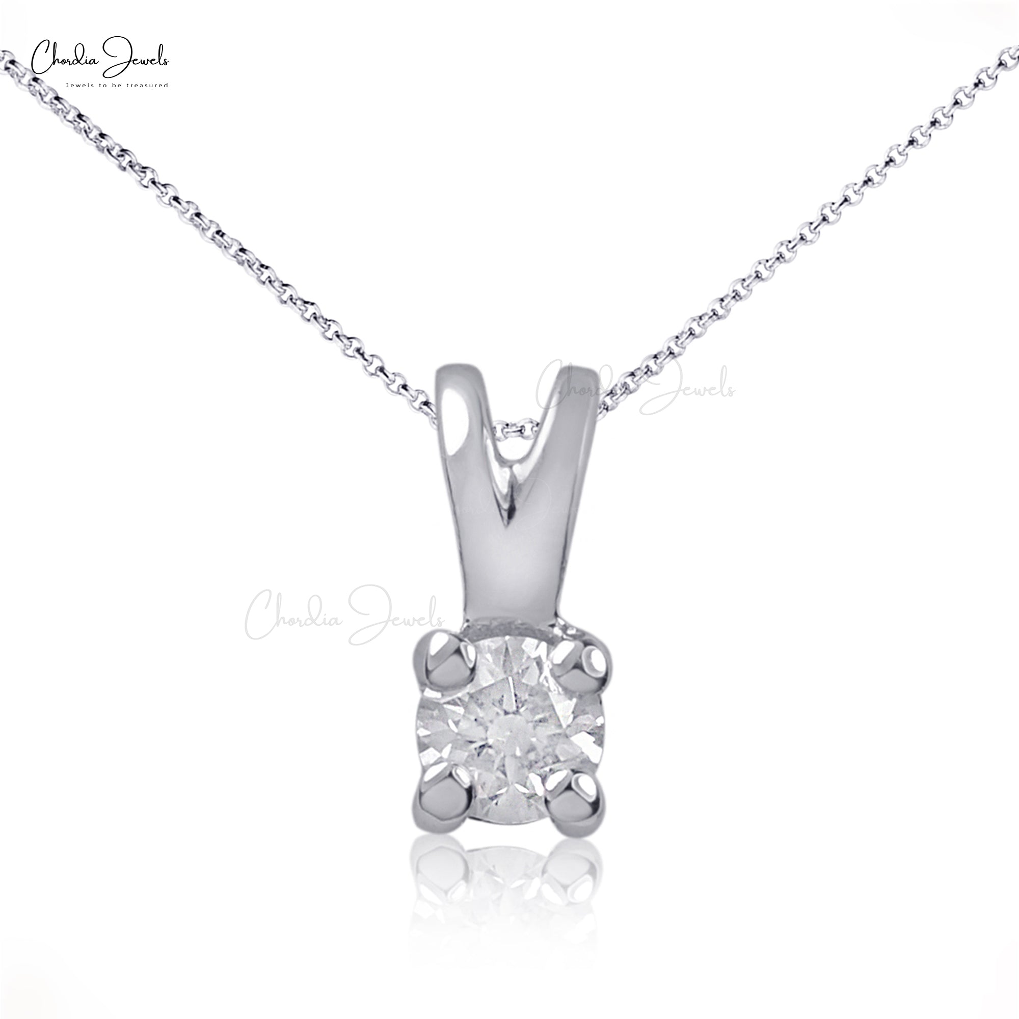 Small Diamond Solitaire Locket Pendant In 14k Solid White Gold Handmade Fine Jewelry