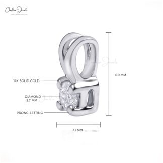 Small Diamond Solitaire Locket Pendant In 14k Solid White Gold Handmade Fine Jewelry