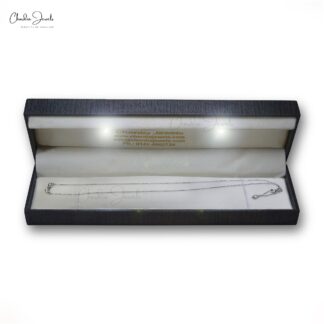 Delicate Bone Necklace In Real 14k White Gold Diamond 0.1 Ct Dainty 3 Stone Necklaces