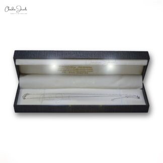 Wave 5 Stone Chain Necklace With 1.9mm G-H Diamond Bezel Set In 14k White Gold Necklaces