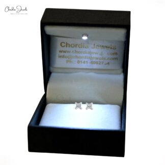 Solitaire Push Back Studs In 14k White Gold G-H Diamond 2mm Square Women Earrings