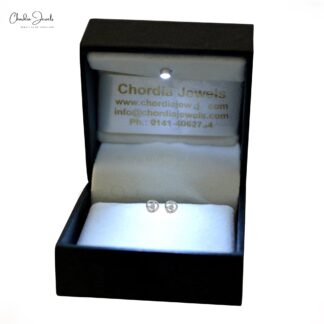 Brilliant Cut Dainty Stud In 14k White Gold G-H Diamond Solitaire Push Back Earrings