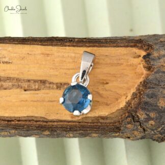 Solitaire Wedding Pendant in 14k White Gold London Blue Topaz Unique Necklace For Her