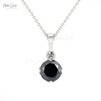 Dangling Women Pendant in Real 14k Gold Black Diamond Solitaire Hallmark Necklace