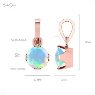 Classic Round 4mm Natural Solitaire Opal Pendant