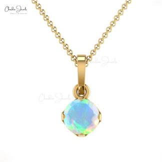 Classic Round 4mm Natural Solitaire Opal Pendant