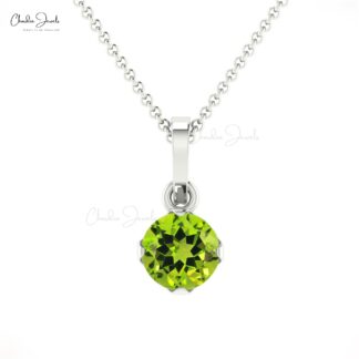 Solitaire Wedding Charm with 4mm Peridot Dangle Pendant In 14k Solid Gold