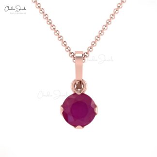 Claw Set 4mm Natural Red Ruby Solitaire Pendant