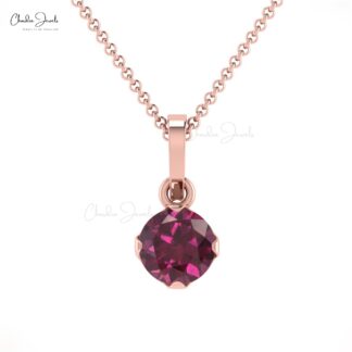 4mm Natural Solitaire Rhodolite Garnet Pendant