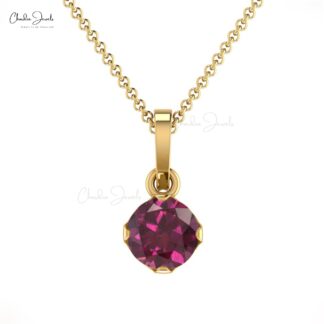 4mm Natural Solitaire Rhodolite Garnet Pendant