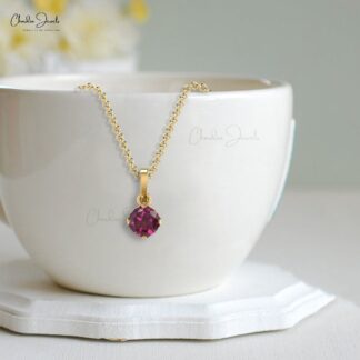 4mm Natural Solitaire Rhodolite Garnet Pendant